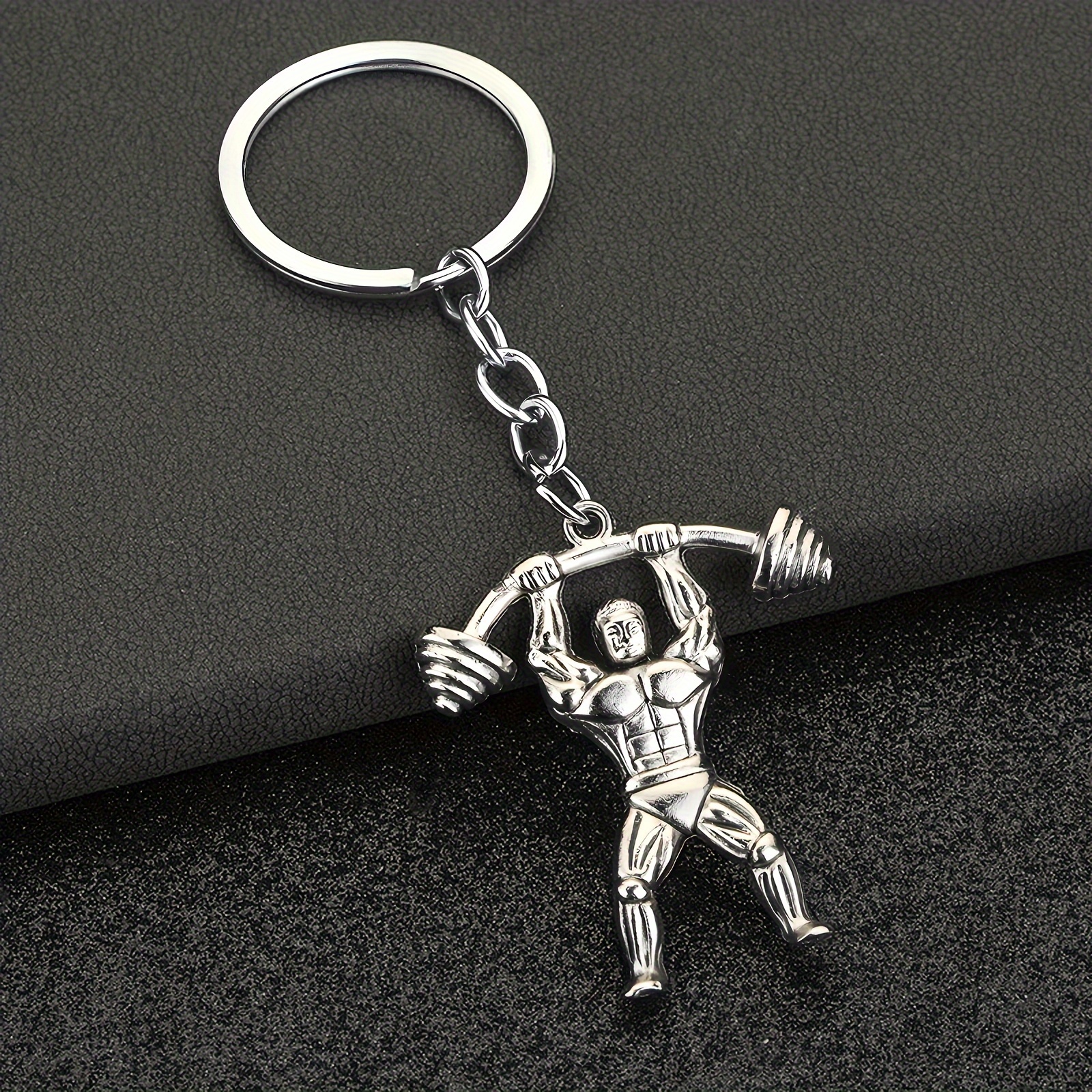 1pc Metal Dumbbell Alloy Keychain For Men, Graduation Gift