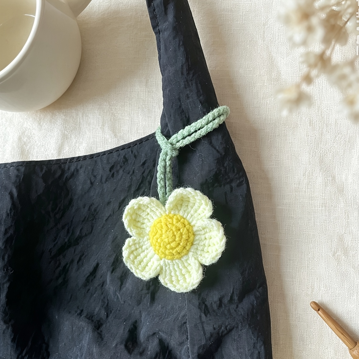 Handmade Crochet Flower Pendant for Bag Charms