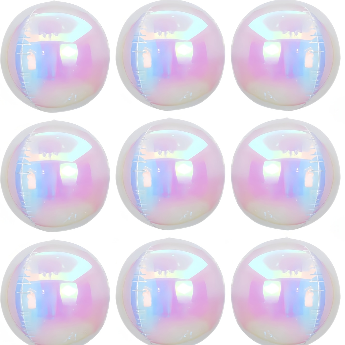 

9pcs Iridescent 4d Round Ball Balloons 10 Inch/holographic Balloons/clear Foil Decorative Folding Rainbow/taylo Singer Concert Decoration/under The Sea Mermaid Party Balloon/groovy Party Decor