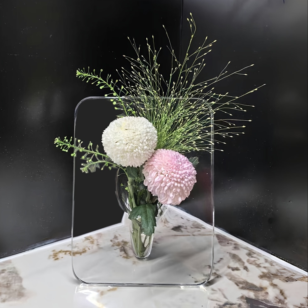 art deco style acrylic resin bud vase geometric transparent oblong flower vase creative picture frame design decorative home office desktop accessory small gift 1 piece flowers not included