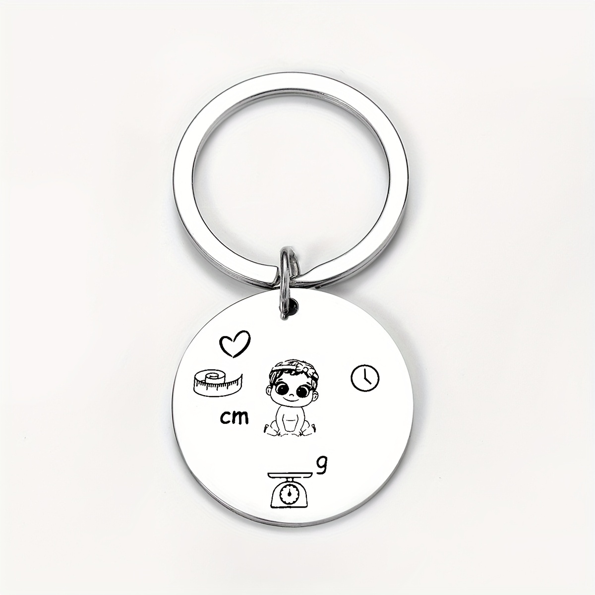 Customized Keychains with Engraved Date, Name, and Footprint