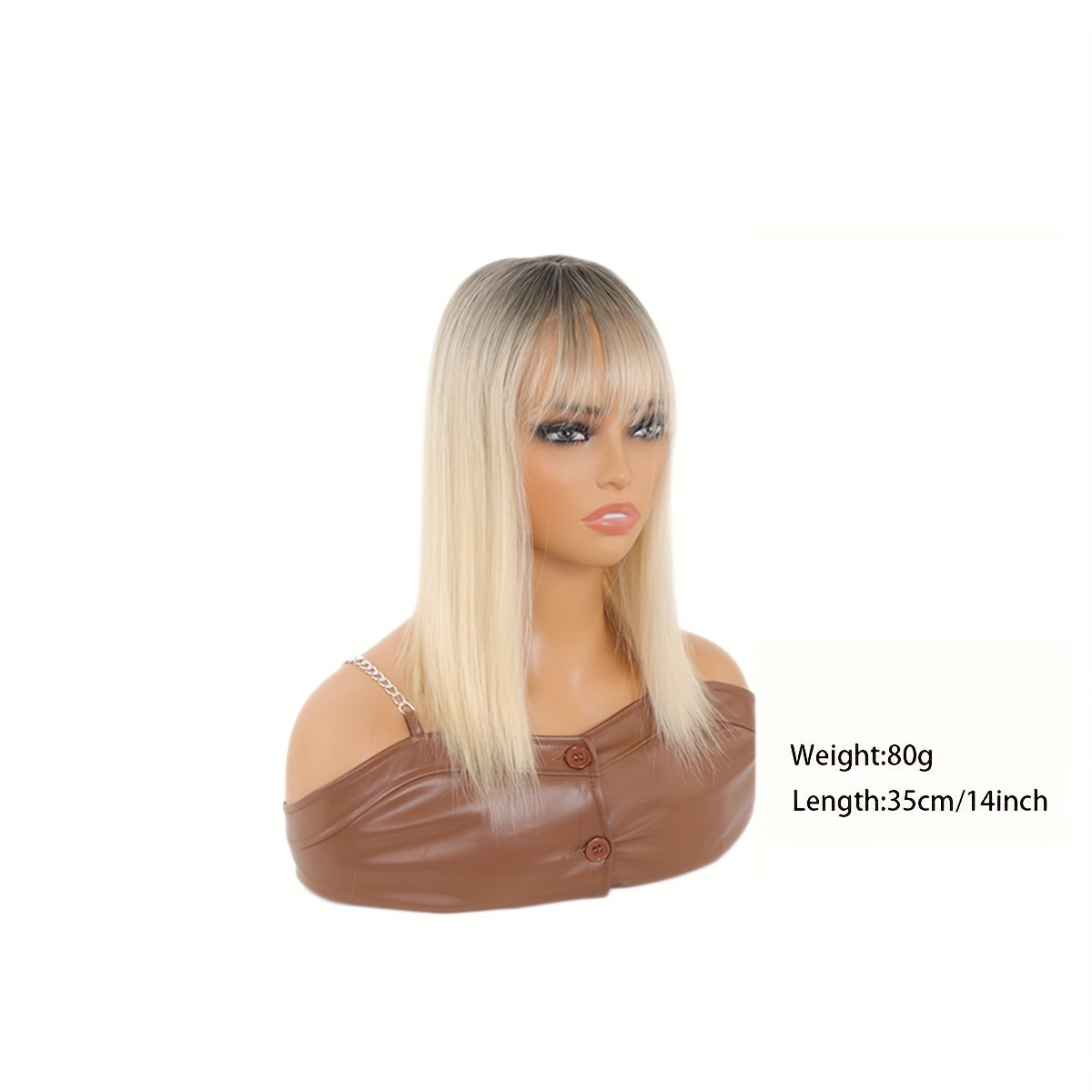 14 inch synthetic hair topper for women with bangs clip in straight hairpiece for thinning hair large base wiglet black with highlights versatile style for all   hair accessories details 3