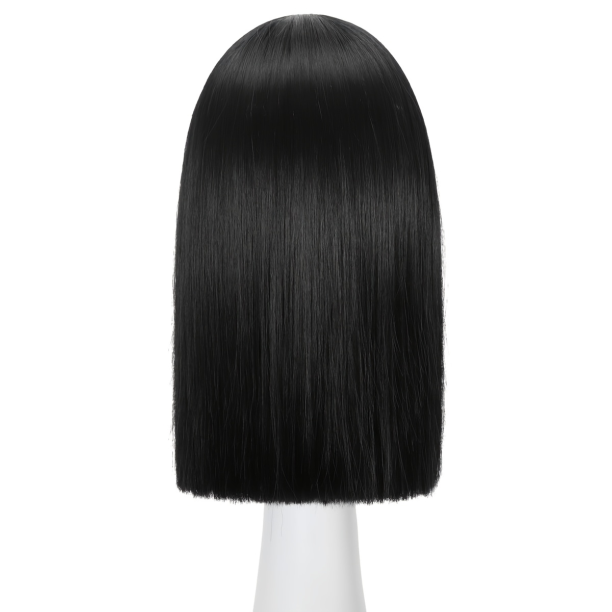 black short straight bob wig with bangs 14inch shoulder length realistic no lace wig blunt cut glueless   synthetic wig heat resistant hair wigs fashion cosplay costume wig for women daily party halloween dress up outfit