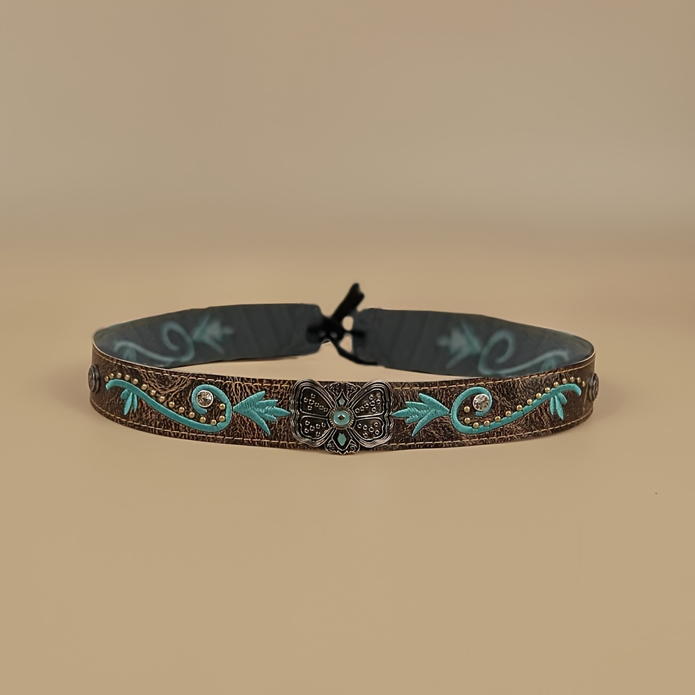 TEMU 2pcs Exquisite Rhinestone-printed Cowboy Hat Accessories, Featuring A Ranch-style Wide Brim And Adjustable Western Braided Cord, From Durable Pu