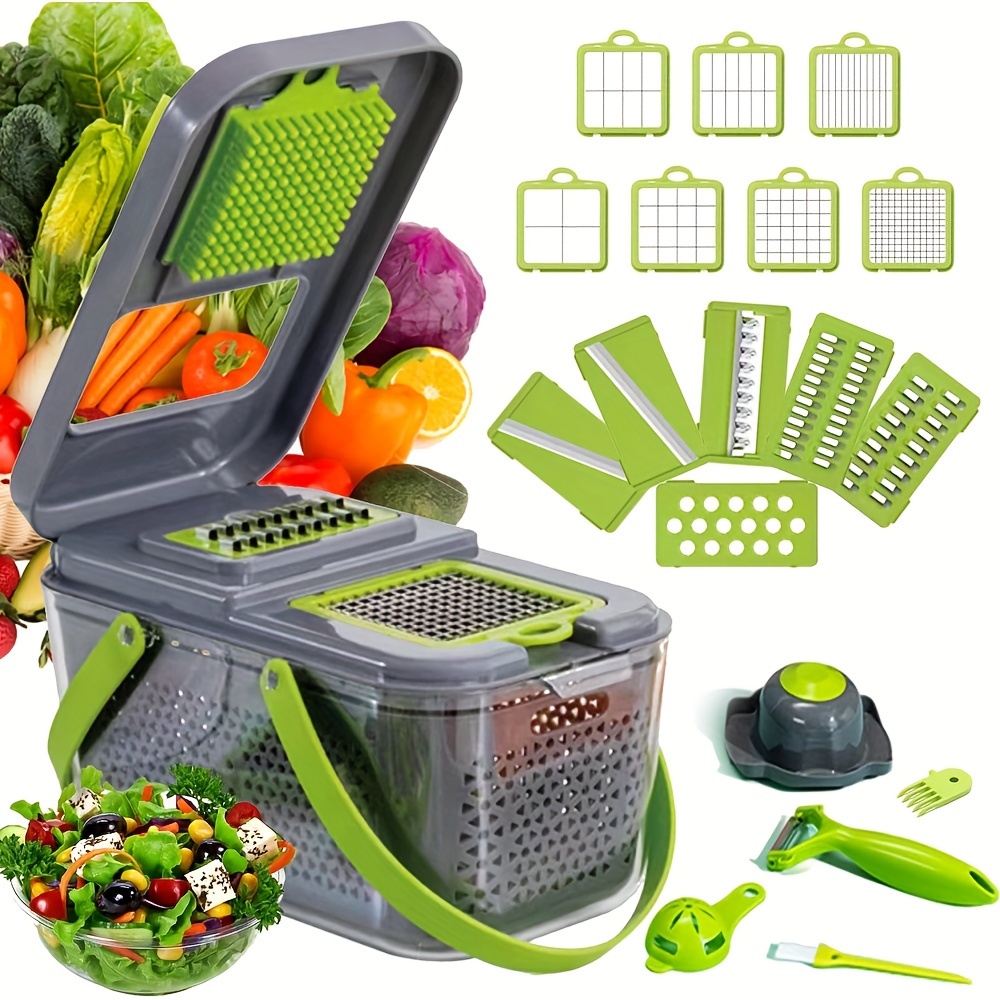 

[upgraded] Vegetable Chopper, Onion Chopper, Mandolin , Pro 20 In 1professional Food Choppermultifunctional Vegetable Chopper And , Dicing Machine, Adjustablevegetable Cutter With Container