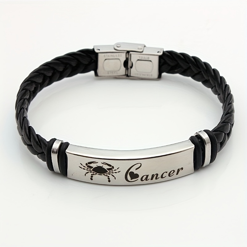 TEMU Bracelet des 12 Constellations pour Femme Homme, Bracelet en PU avec du , Bijou de Poignet, Cadeau d'Anniversaire