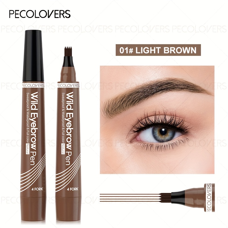 4 Fork Eyebrow Pen, Waterproof Smooth, Non-dyeing Eyebrow Pencil, Fast Drying, Long-lasting Liquid Eyebrow Pen