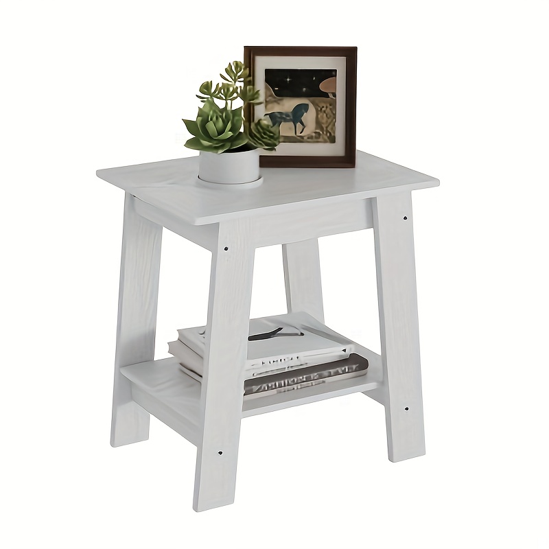 TEMU Double Tier Side Table, Rustic Farmhouse Side Table With Double Tier Storage Shelf, Table, Decorative Table, Minimalist Style Side Table For