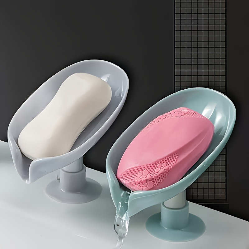 1pc leaf shaped soap dish drainage rack no drill bathroom accessory with suction cups non slip and water free soap tray holder   your bathroom tidy helper