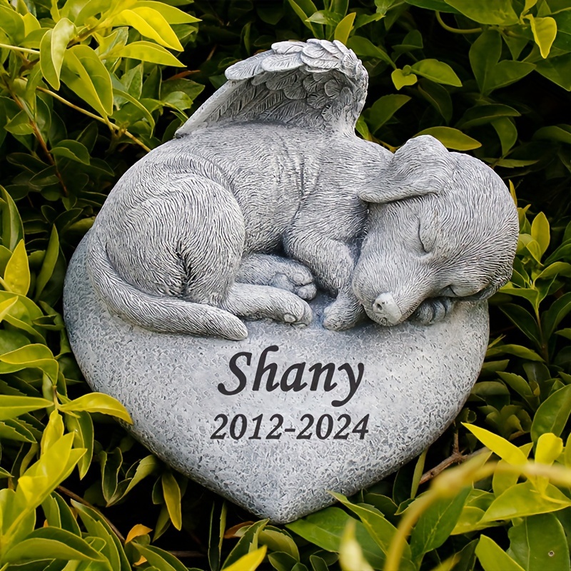 TEMU Personalized Custom Dog Memorial Garden Stone Pet Lost Stone Heart-shaped Dog Graveyard Mark Dog Sculpture Decorated Outdoor Statues