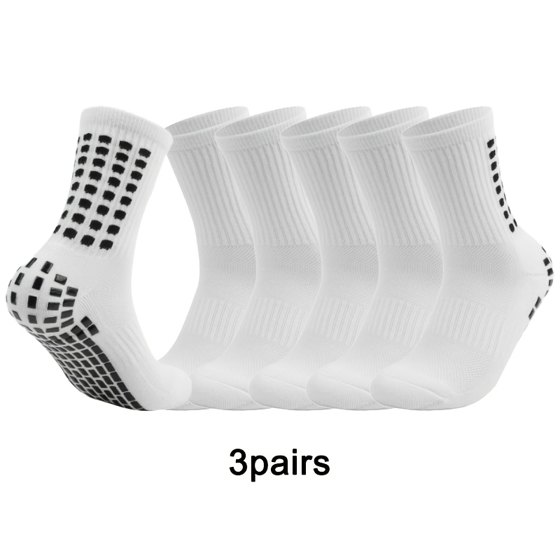 Image of 3 Pairs Of Professional Football Socks With Anti-slip Silicone, Mid-calf Sports Training Socks Suitable For Yoga, Fitness, And Running For Men And Women