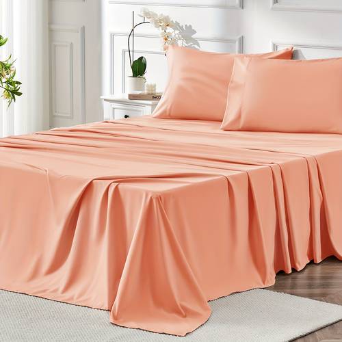 cooling bamboo bed sheets set 4pcs sheets set breathable luxury polyester bed sheets silky bedding sheets with 16 deep pocket ultra soft 4pcs sheets