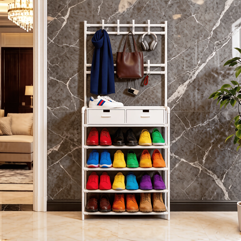 TEMU 2-in-1 Multi-functional Storage Rack For Household Clothes, Hats, And Hats, Suitable For Use In Homes, Dormitories, Rental Rooms, Small