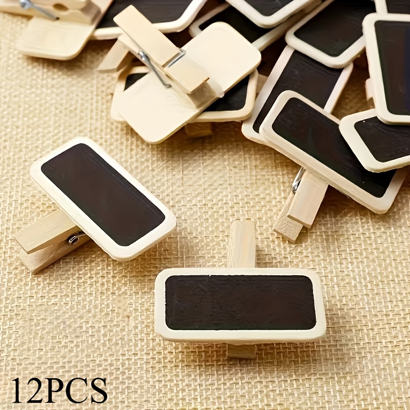 TEMU Mini pince noir pour décorations de mariage et de fête - Porte-marqueurs rétro en bois pour à craie, pinces réutilisables pour étiquettes de