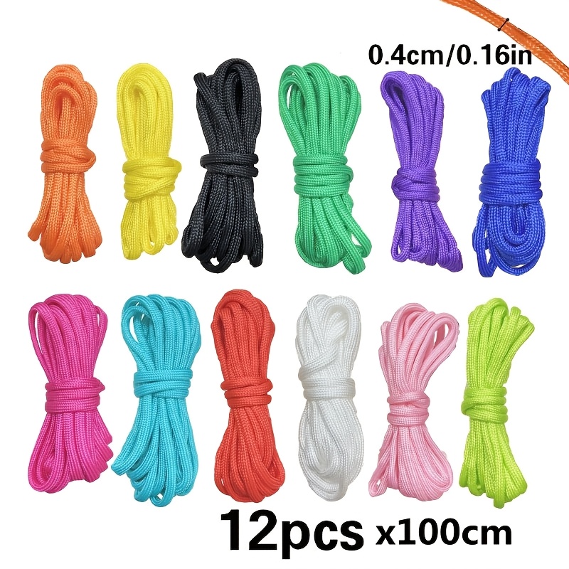 Image of 12pcs/pack 4mm Umbrella Cord Colorful Multi-functional Polyester Dopamine Braided Rope For Craft Colored Special Thread Phone Bag Hanging Making Additions