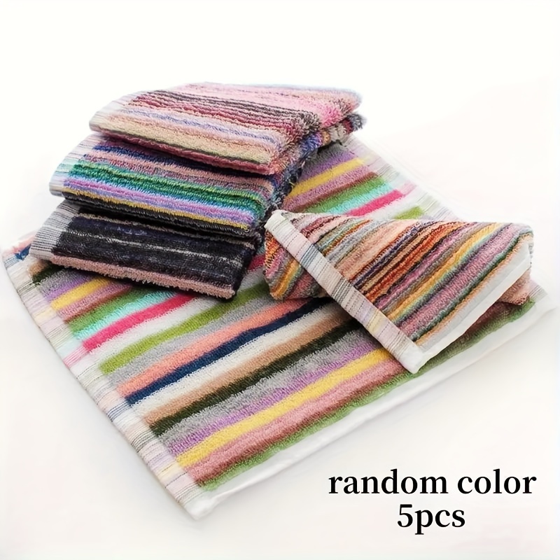 Image of 5pcs, Square Dishcloths, Random Colors Modern Dish Towels, Striped Handkerchiefs, Kitchen Cleaning Cloth For Sink Or Kitchen Stove, Cleaning Supplies, Cleaning Tools