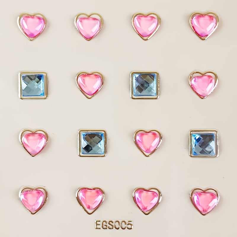 Image of 1 Sheet 8 Pairs Unique Ear Decor Patches Colorful Acrylic Ear Stickers Light Luxury Simple Versatile Decor For Daily Wear Masquerade Decorative Stickers For Face Nail Forehead Ear Phone Diy Decoration