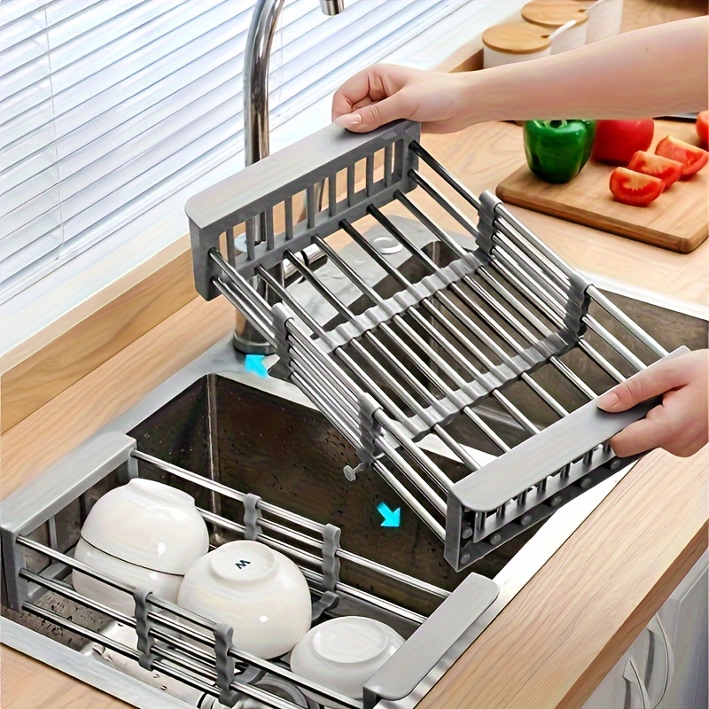 

Kitchen Drain Rack, Household Stainless Steel Extendable Sink Rack, Storage Rack
