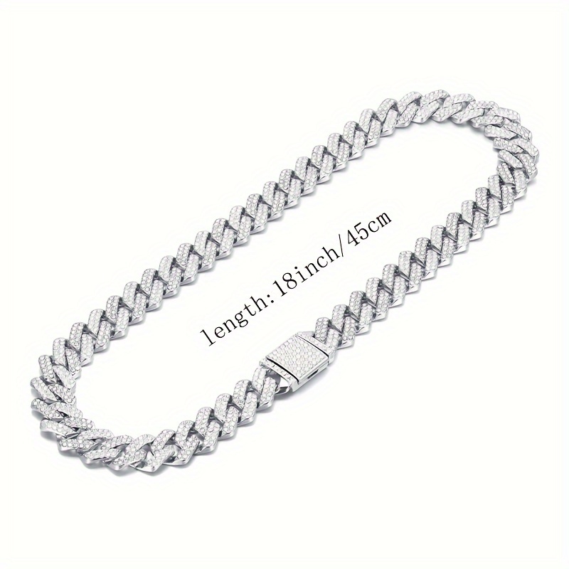 15mm cuban link chain men silvery golden iced Temu
