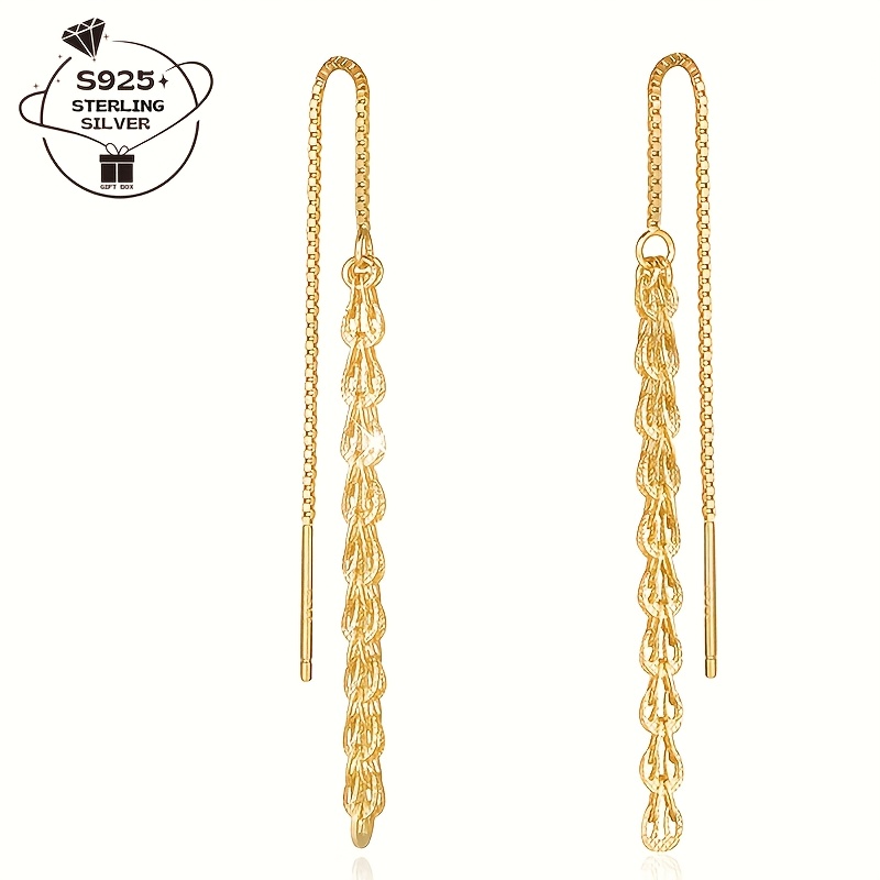 

A Pair Of 925 Silver Women's Earrings - Long Tassel Wheat Spike Tail Earrings, Simple Yet Sophisticated, Elegant Jewelry Gift For Men And Women.