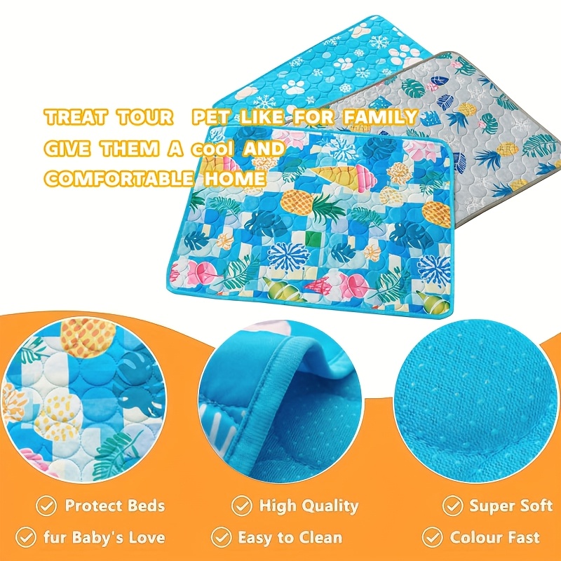 Summer Thick Anti-Slip Dog Cooling Pad - Washable Ice-Like Smooth Pet Mattress, Suitable for Outdoor And Indoor Use, Suitable for Large, Medium, And Small Dogs - Durable Polyester Fiber, with Paw Print Pattern, a Cooling Pad Designed for Dogs