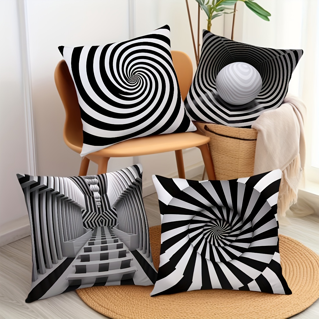 

4pcs Set Of - - , - Polyester, For Sofa, Bed, Decor | No Included