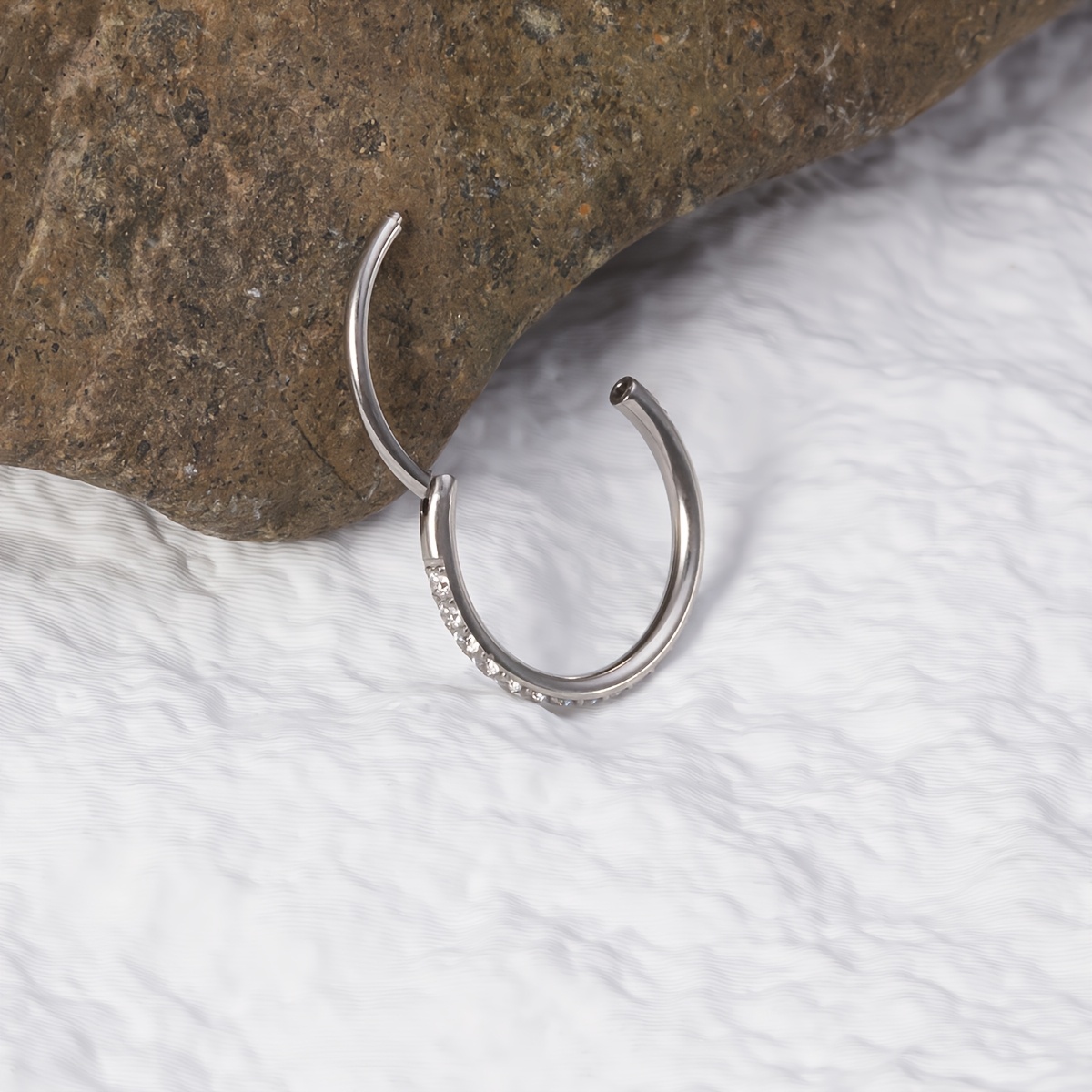 TEMU 1pc 316l Stainless Steel Nose Ring Synthetic Synthetic Zirconia Septum Lip Ring Tiny Earring Hoop Cartilage Tragus Daith Helix Piercing Jewelry