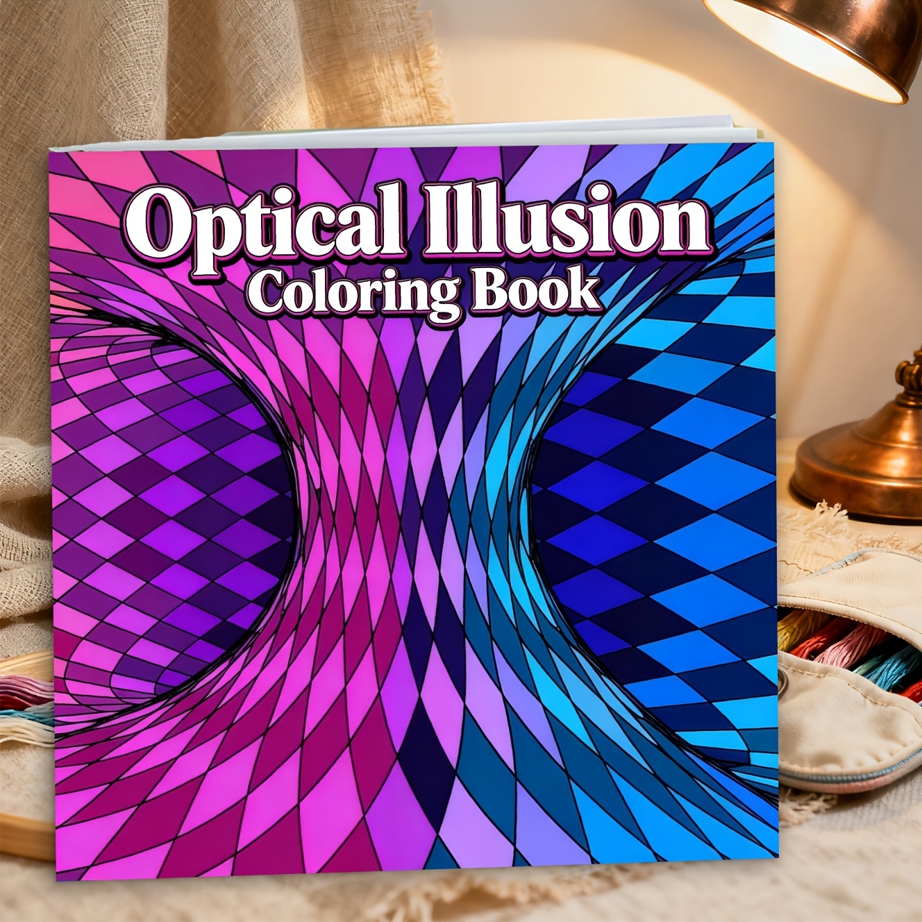 TEMU 1 Book 20x20 Inch Adult Coloring Book Suitable For Adults & - Stress- Mandala Pages With Line, Visual Illusion Coloring Activity, Unisex For ,