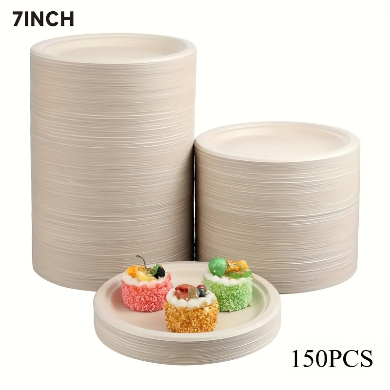 150pcs Heavy Duty Thick Disposable Plates & Oilproof - 6/7-inch Round Salad Plates Suitable For Parties, Weddings, Bbqs, Picnics - Ideal For Desserts, Appetizers, Parties ( )