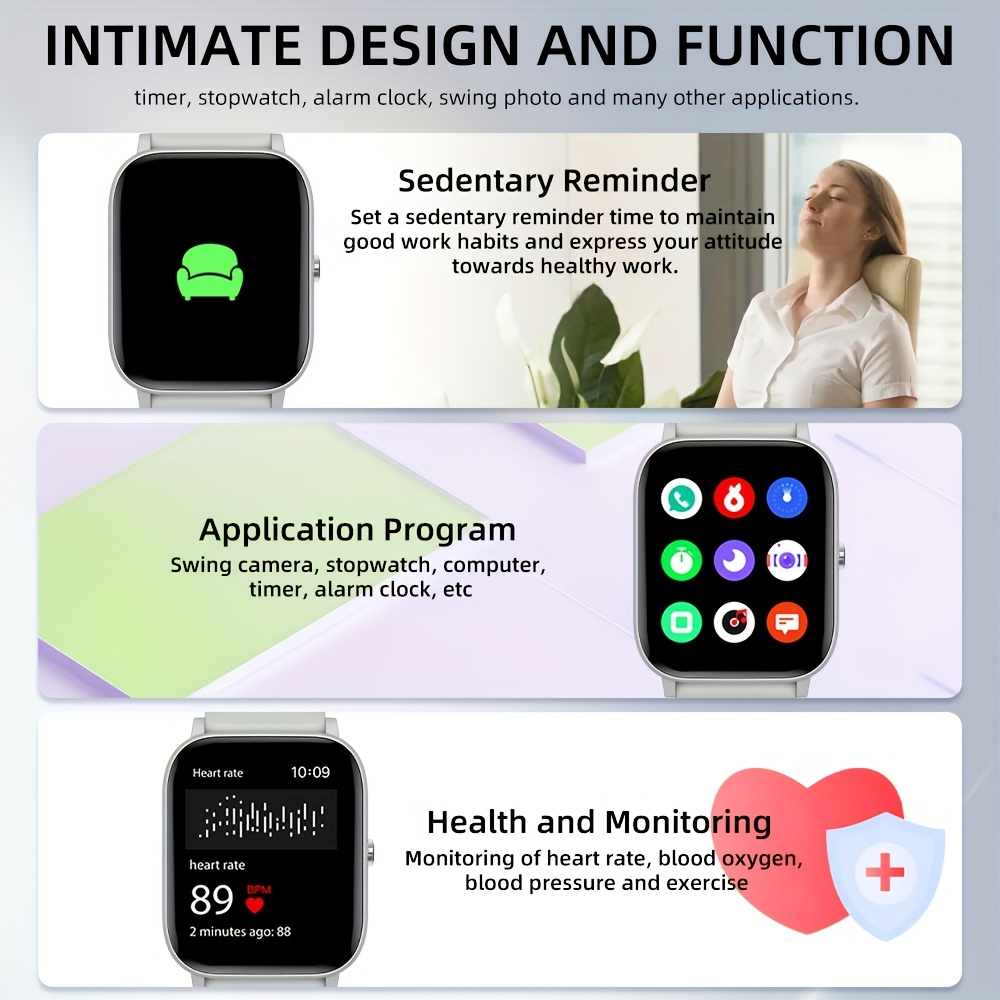1.85 Inch Full Touchscreen Smartwatch With SMS And Calling Support, Multiple Sport Modes, Pedometer, Calorie Counter, Compatible With For IPhone And Android, USB Charging, Perfect Gift For Any Occasion