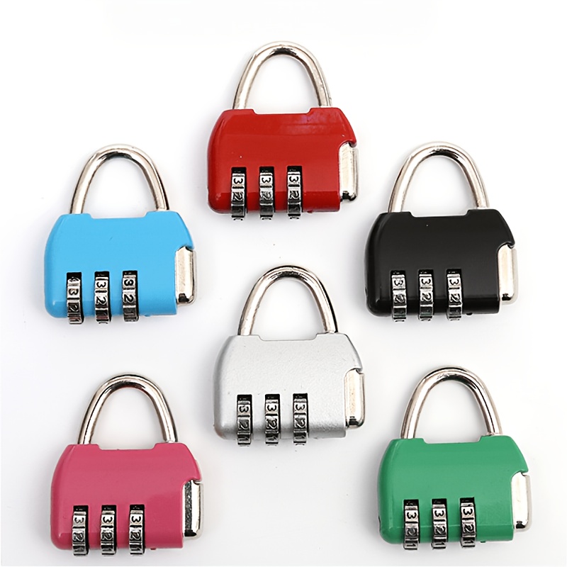 TEMU Lot de 6 cadenas à combinaison 3 chiffres colorés en de doré, cadenas à combinaison de style sac à dos pour valise de voyage, protège vos