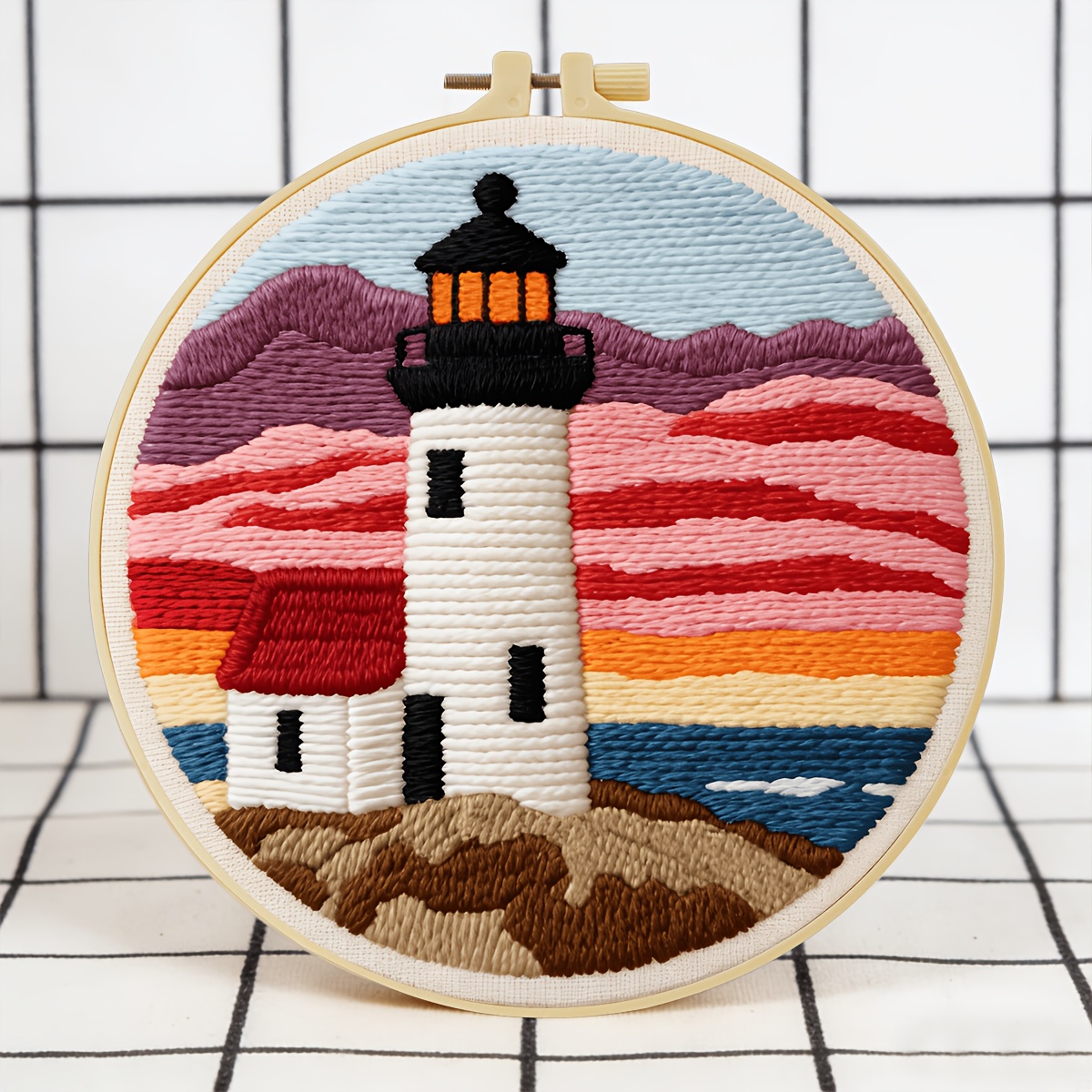 DIY Punch Needle Embroidery Kit with 20x20cm Design