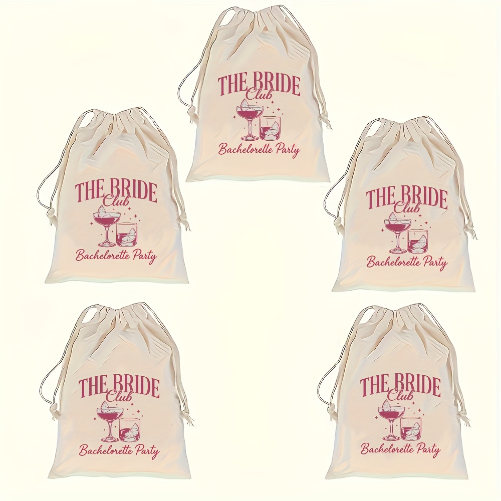 Gift For Her/him 5pcs Drawstring Gift Bags For The Bachelorette Party, Creative Wedding Hangover Gift Bags, Wedding-themed Small Bags, Bridal Shower Favor Gifts