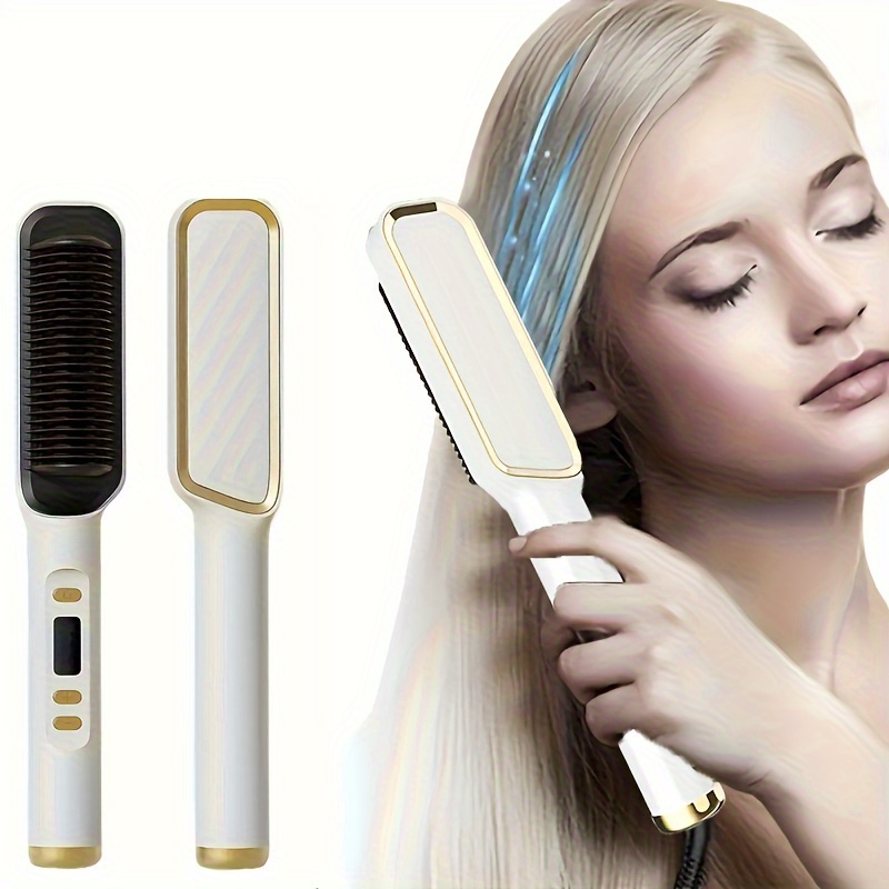 

Hair Straightening Brush, Eu Plug, 30-speed Settings, Anti-scald Feature, 5 Adjustable Temperatures, Fast Heating Styling Comb, Electric Hot Brush For Home & Salon Use