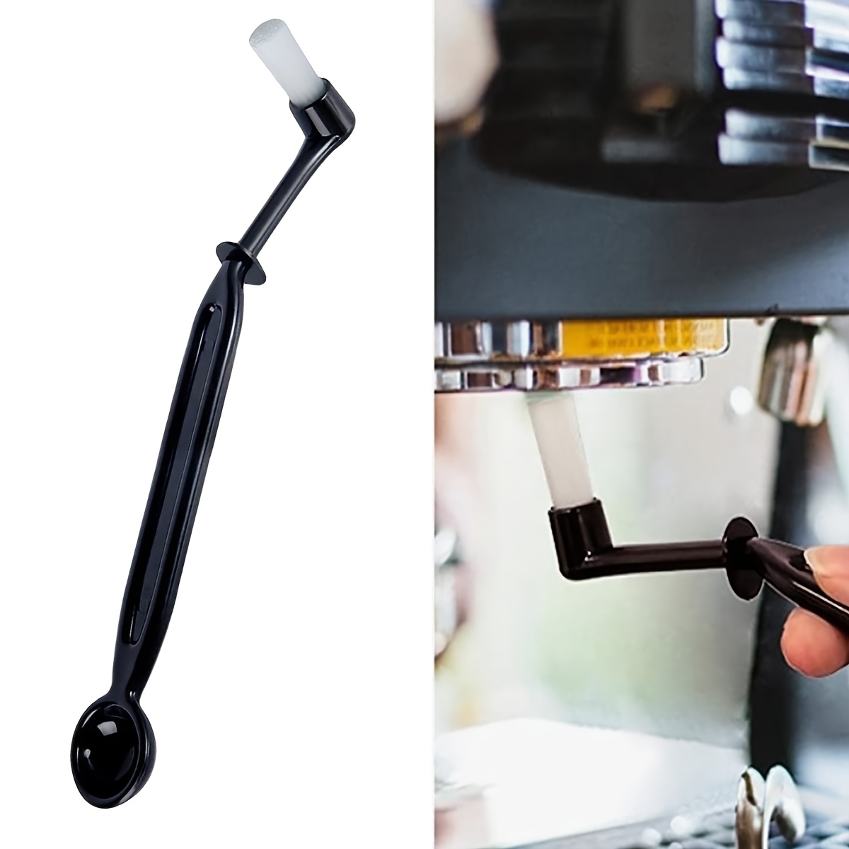 Image of 1pc-2-in-1 Coffee Machine Cleaning Brush - Ergonomic Coffee Machine Cleaning Brush, Plastic Handle - Suitable For Coffee Grinders And Keyboards