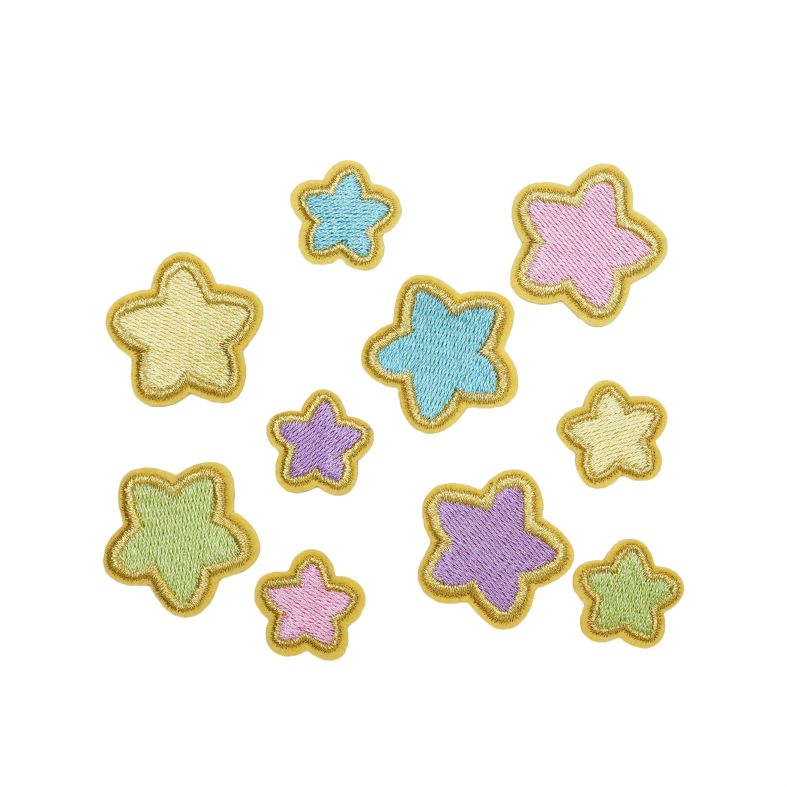TEMU 10pcs Set Of Fresh And Simple Star Embroidery Iron-on Patches In Sizes And Specifications For Clothing, Hats, Bags, Shoes, Socks, And Home Textiles, Suitable For Ironing Or Hand-sewn Application