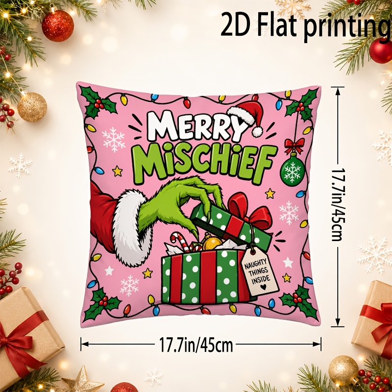 TEMU Christmas Themed Cushion Cover (insert Not Included) Measuring 17.72 X 17.90 Inches With A Double-sided Printed Design, Decorating Your Living