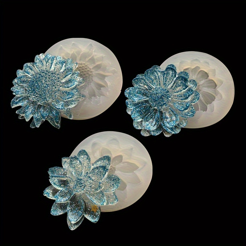 

3pcs/set Of Glue Resin Flower Molds, Daisy And Sunflower Shaped Molds, Jewelry Accessory Decoration Molds, Sunflower Pendant Handmade Silicone Mold Jewelry Making Tools