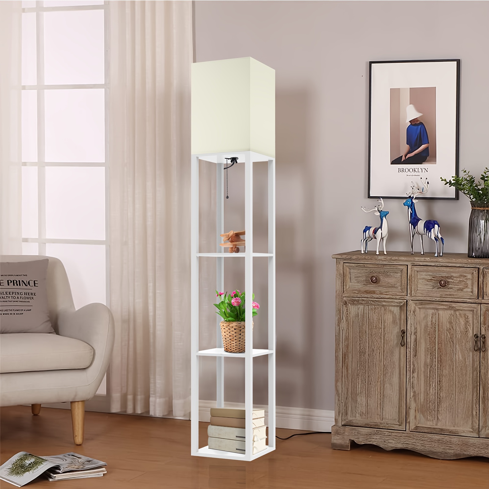 Single 62.9-inch Floor Lamp with Shelf