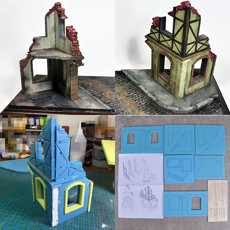 War Damaged Architectural Model Kit, Collapsed Building Diorama