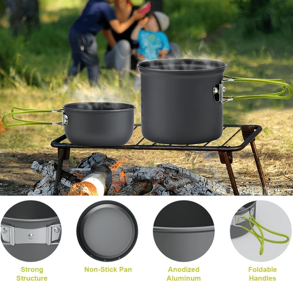 14pcs Camping Cookware Kit, Pots and Pans Set