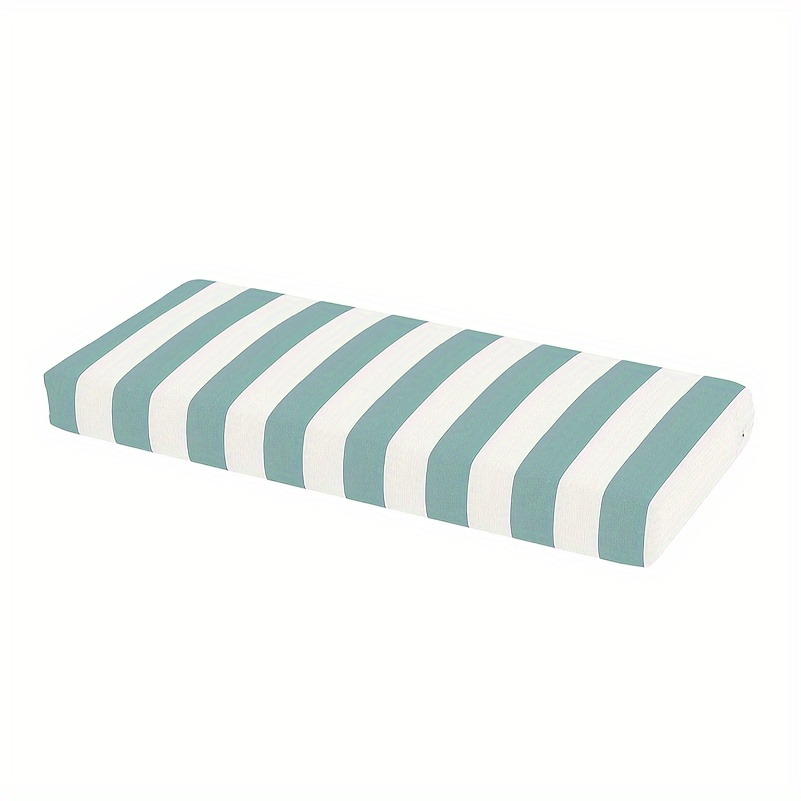 

42"x18" Waterproof Aqua Stripe Bench Cushion – Uv Resistant, Memory Foam, Nylon Cover, , Hand Wash Only, Versatile Outdoor Use, Versatile Seat Pad | Striped Cushion Design | Zipper Closure