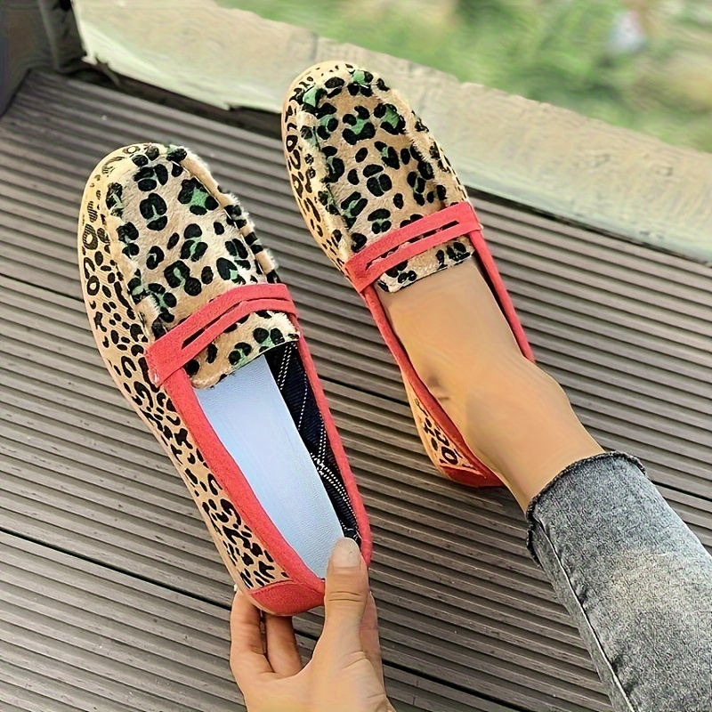 

Chic Leopard Print Women's Slip-on Loafers - Comfortable & Stylish, Round Toe Casual Flats With For Fall