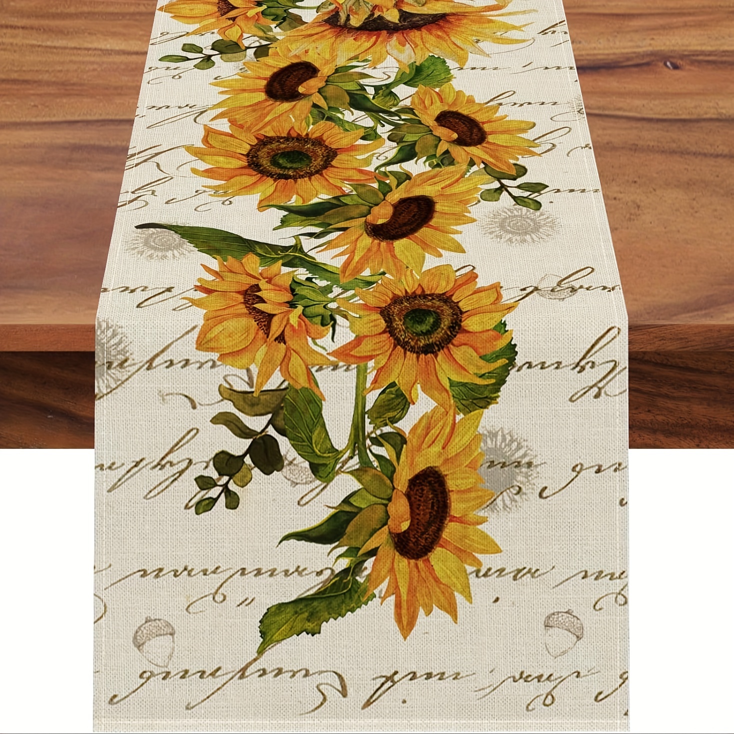 

1pc, Autumn Sunflower Table Runner, Vintage Spring Summer Floral Home Kitchen Dining Room Decor, Seasonal Farmhouse Flower Decor Indoor Outdoor Party Table Decoration Supplies