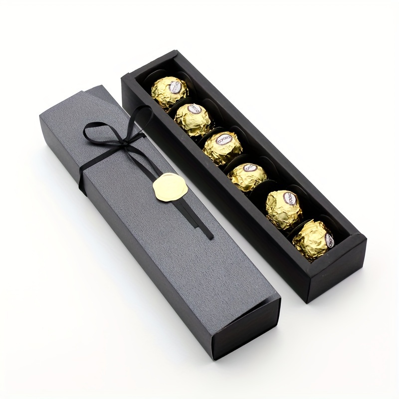 

6pcs Elegant Chocolate Candy Gift Boxes With Dividers - Weddings, Valentine's Day & Birthdays - With Ribbon Accents