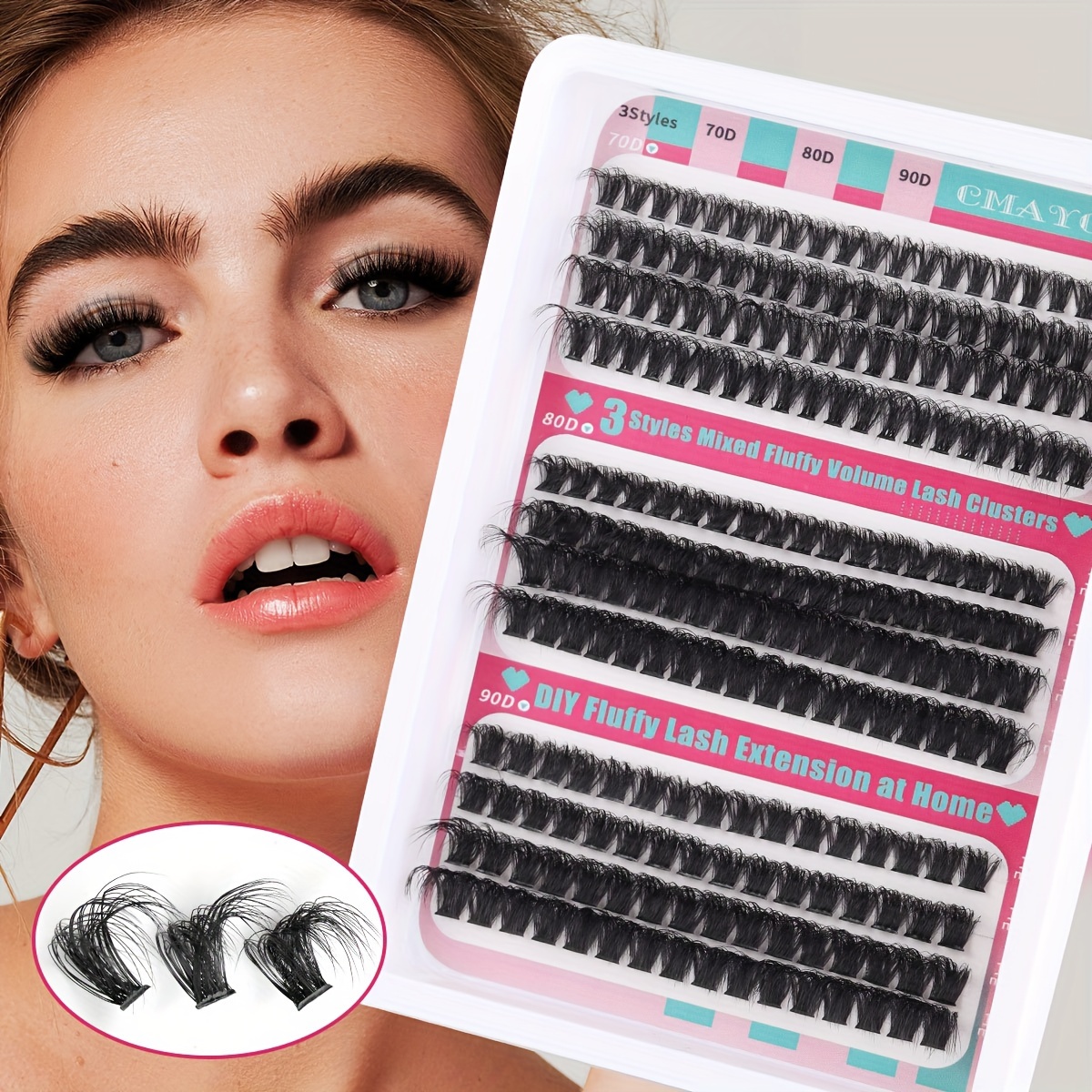 

216 Clusters Natural Look Eyelashes 12-18mm, Diy Fluffy Volume Lash Extension Clusters, 70d/80d/90d Mixed Density, Perfect For Dates, Gift For Ladies And Girls