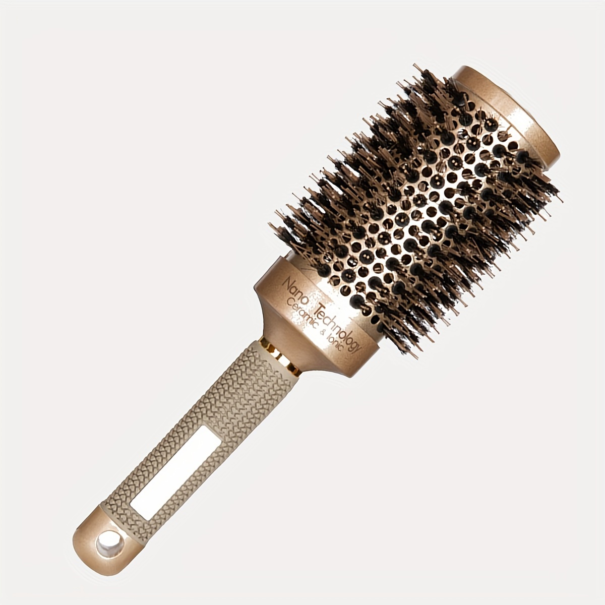 

sleek Finish" Professional Aluminum Round Curling Brush For Blow-drying & Styling - Bristle Hair Comb With Abs Handle, Ideal For All Hair Types