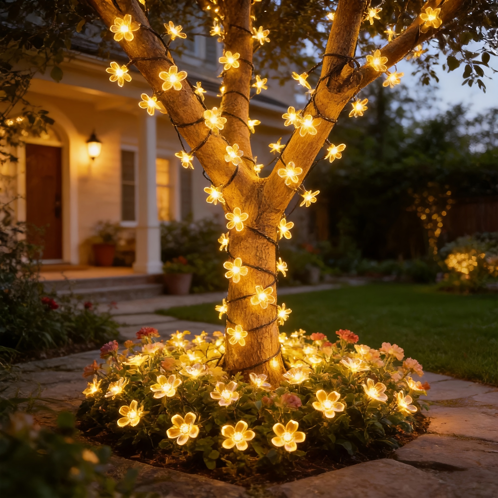 E-shop Sakura Solar Lichterkette - 100/50 LED, Solar Lichter für Außen, IPX4, Geeignet für Zuhause, Ostern, 's Day, Muttertag, Partys, Ramadan,