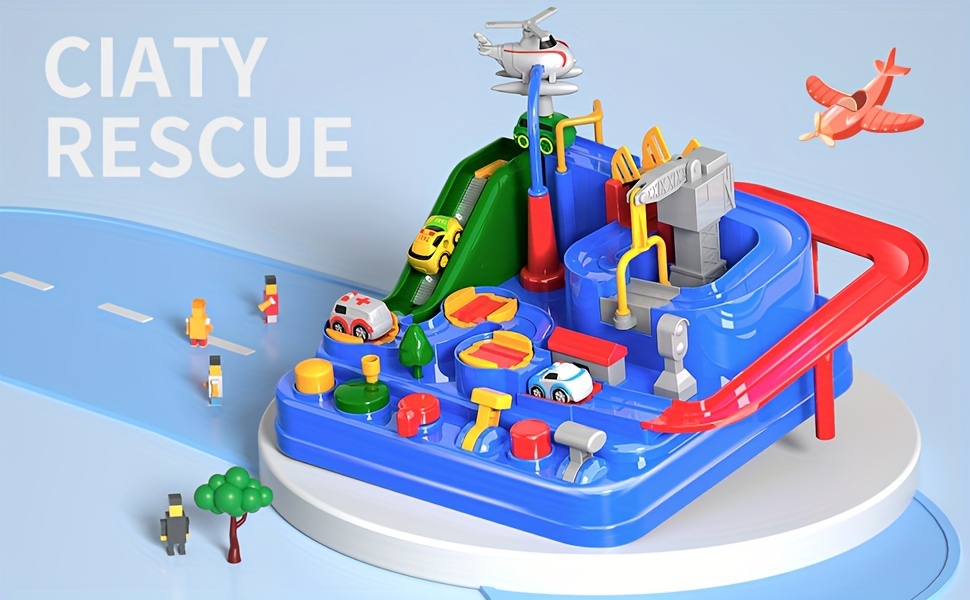 Race Car Tracks Toys for Boys, Car Rescue Adventure Toys Toys for 3 4 5 6 Year Old Boys