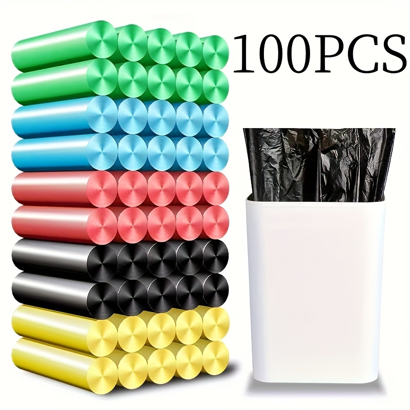 

100pcs Polyethylene Trash Bags - , Disposable Garbage Bags For Home, Office, Car - High-quality, Foldable Design - 17.72 X 19.69 Inches, Office Garbage Solution|vibrant Colored Bags| Plastic Bags